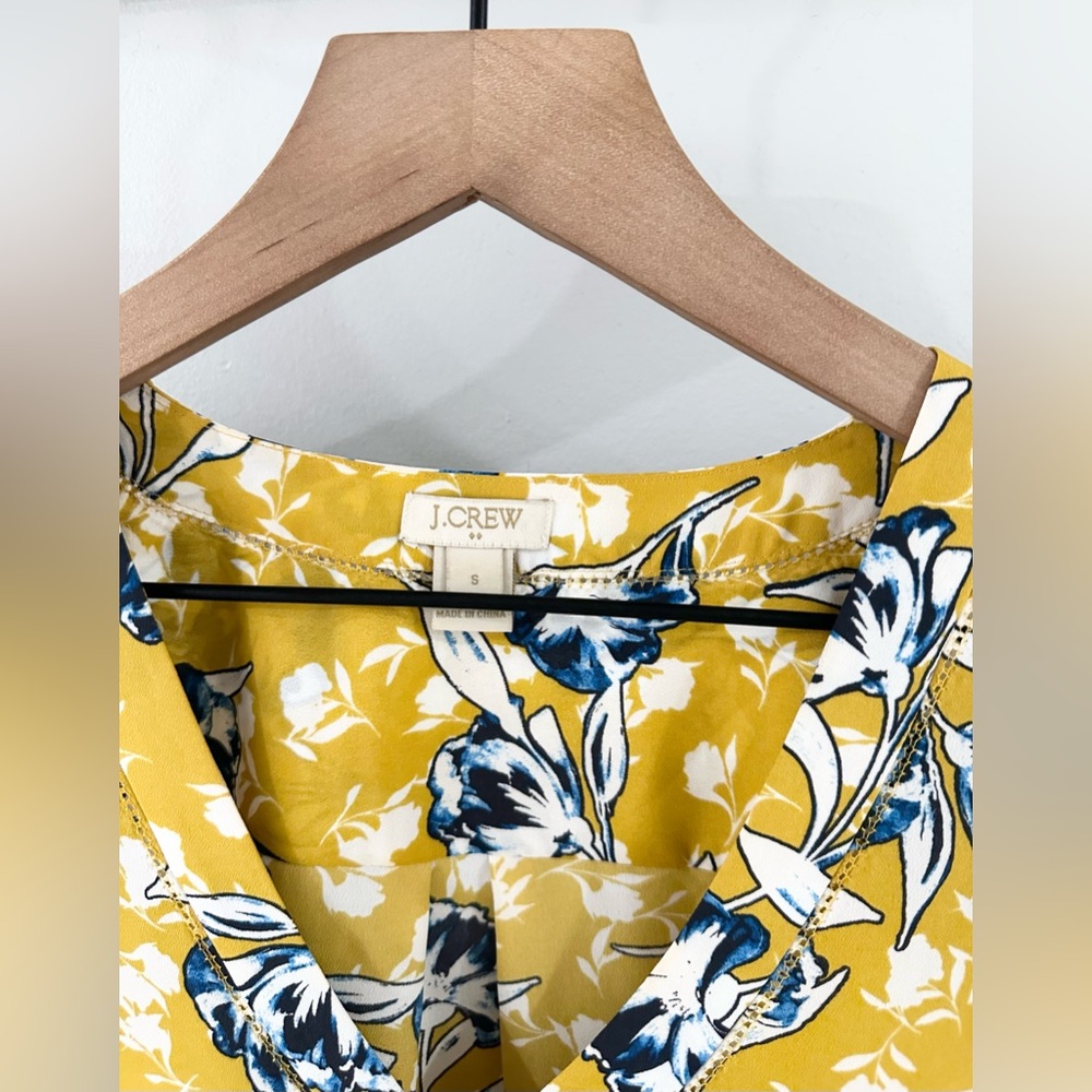 J. Crew Long Sleeve Floral Blouse Yellow Size Small - Picture 6 of 7